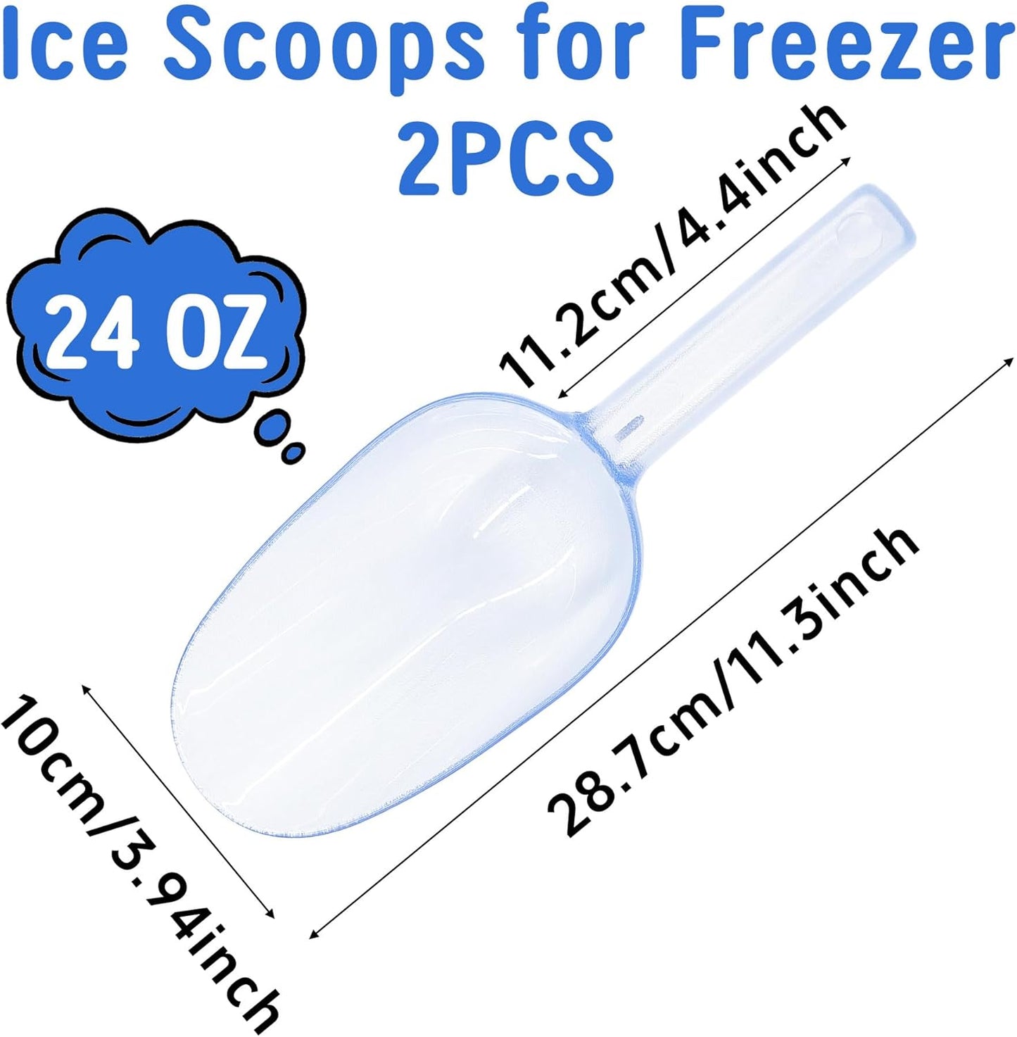 2 cucharas de hielo de plástico transparente con mango para máquina de hielo