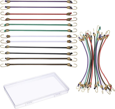 Cordón bungee ajustable 10 pulg con gancho multicolor 12 pzas