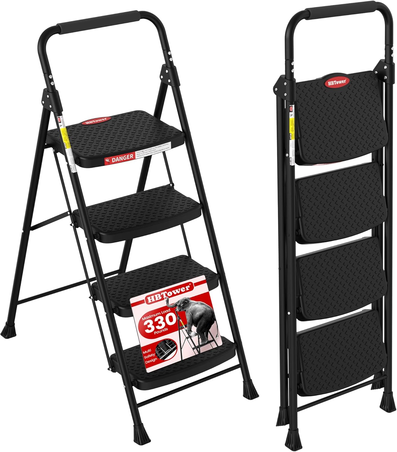 Escalera 4 escalones plegable con pedal antideslizante acero hogar