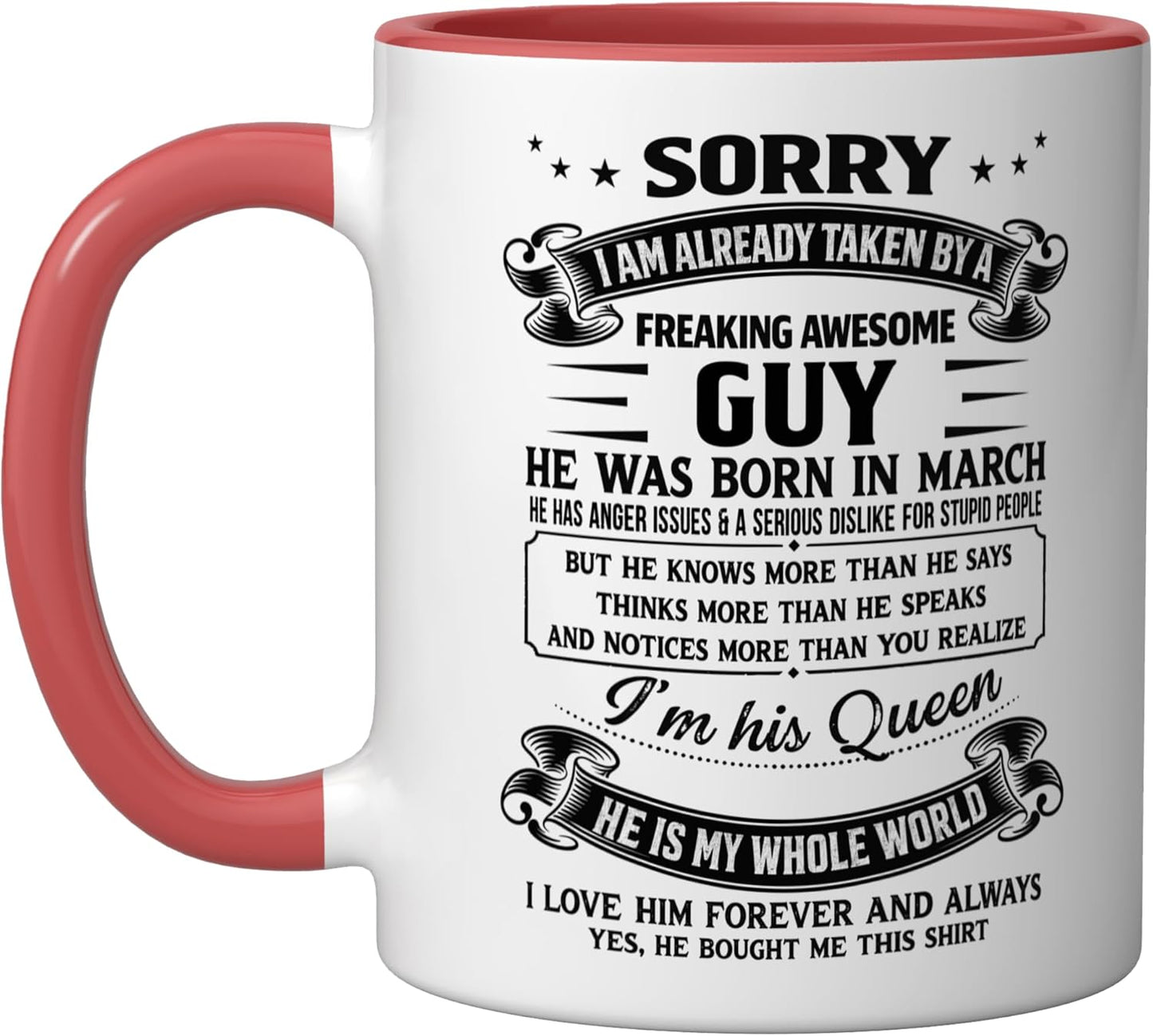 Taza Cerámica Roja/Blanca BornpulgadaMarch