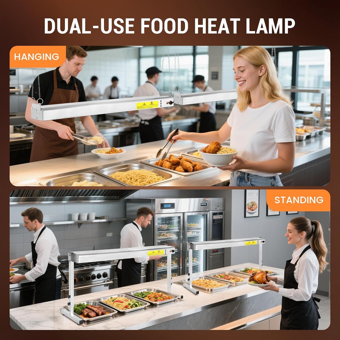 Lámpara calor acero inox para buffet y cocina