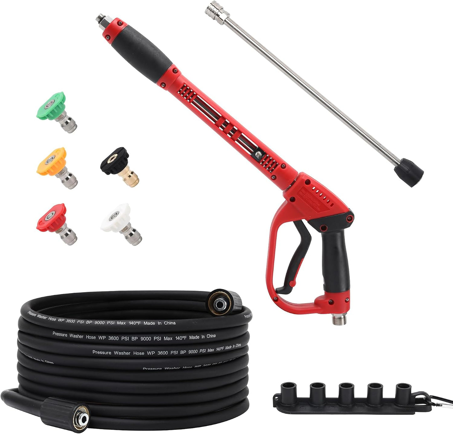 Kit manguera lavado 25ft 3600PSI con rociadora y 5 boquillas