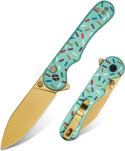 Navaja EDC acero 14C28N 2.9pulg mango G10 turquesa