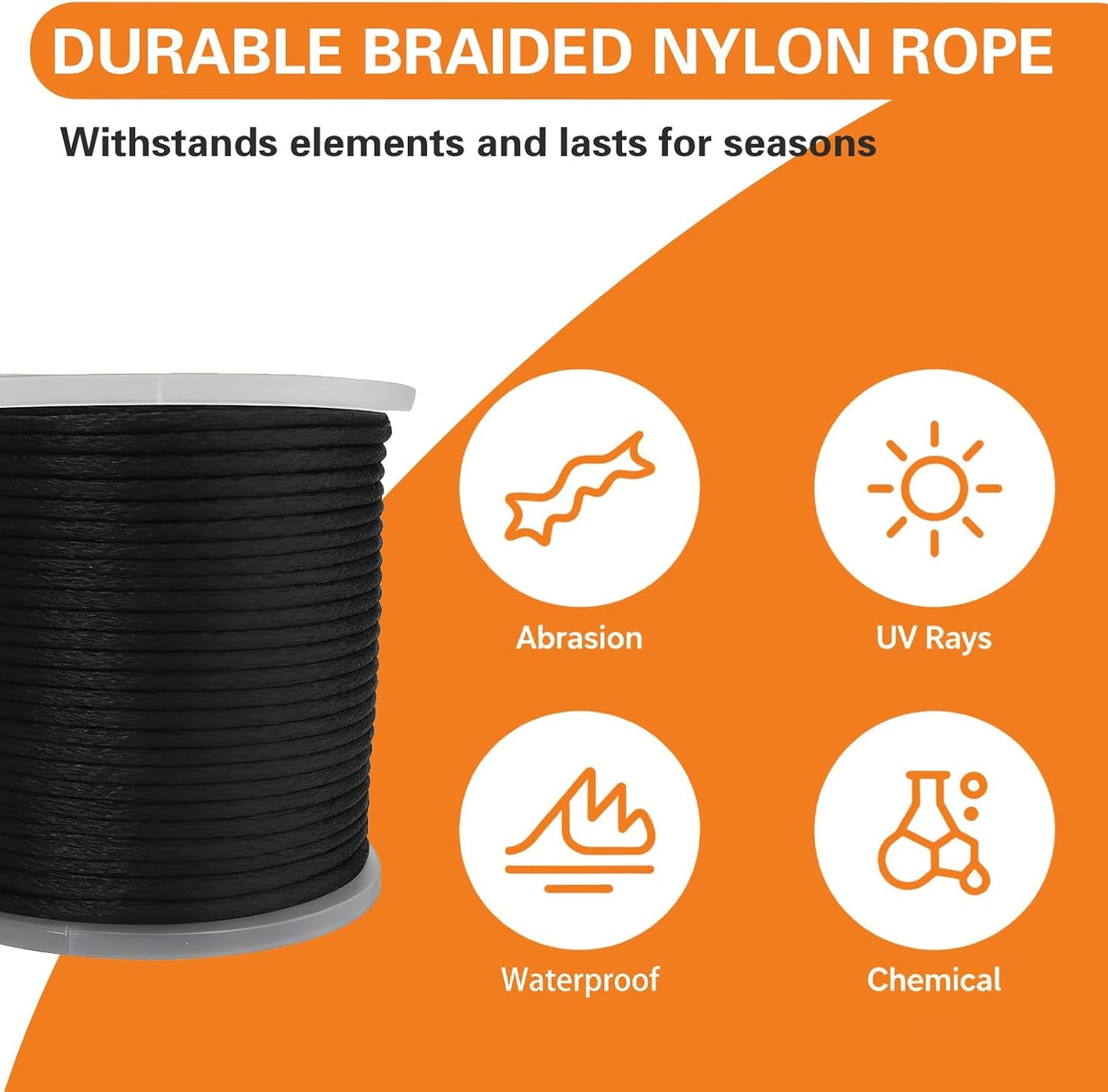 Cuerda nailon 1/4pulg 500ft resistente UV y abrasión