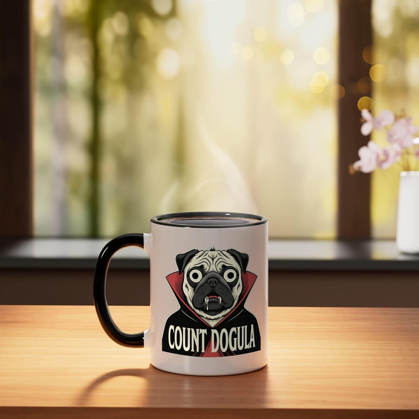 Taza Cerámica Perro Pug Halloween Negro/Blanco