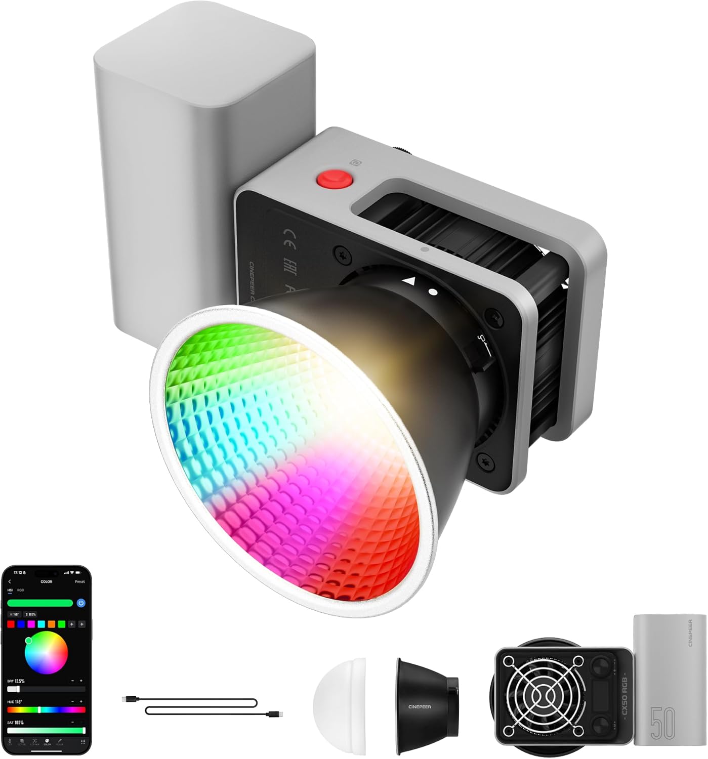 Luz LED bicolor COB con batería 4500mAh