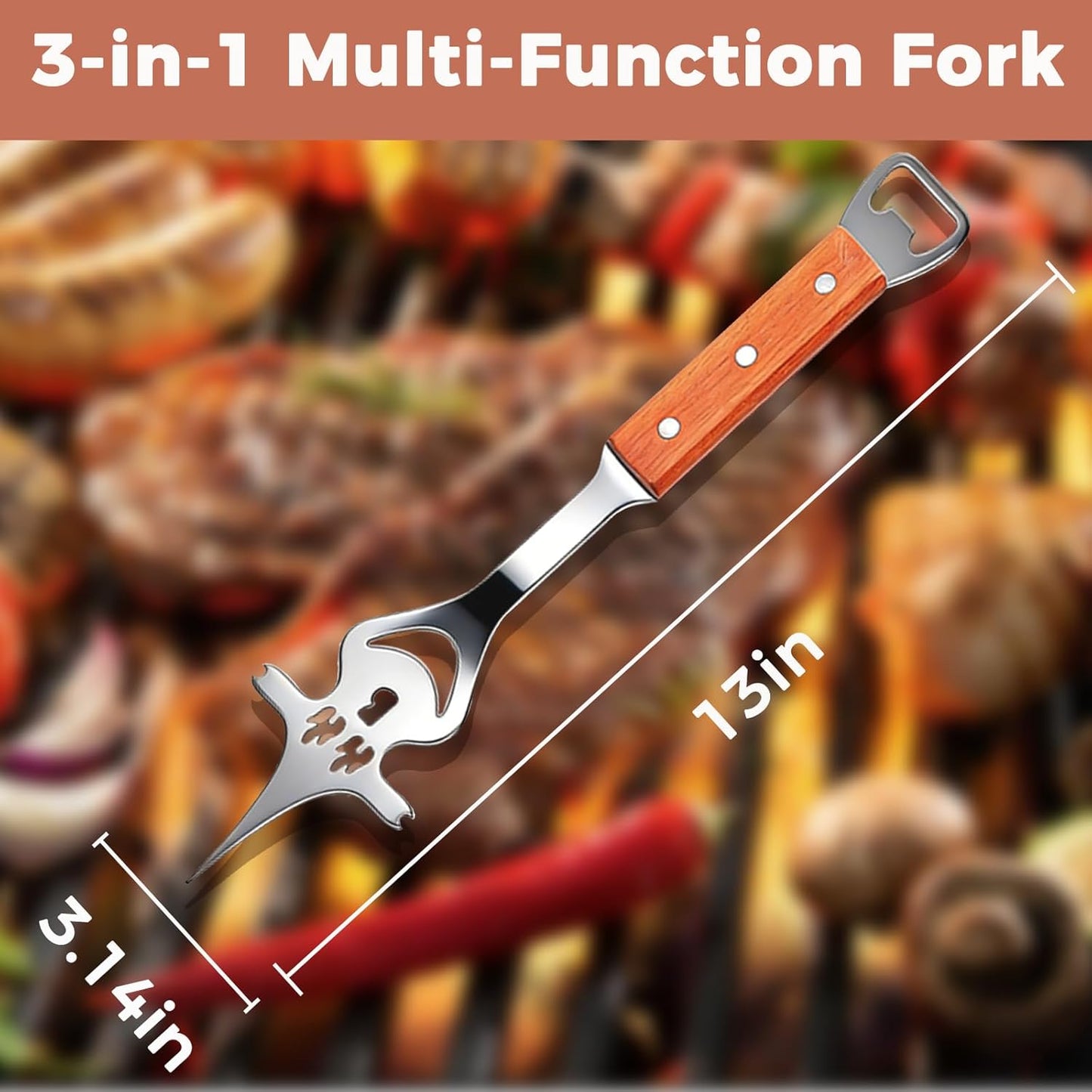 Accesorios de barbacoa de acero inoxidable 4 en 1 para asar al aire libre