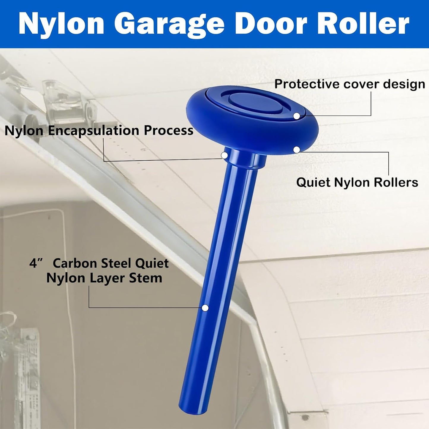 Paquete 20 rodillos nailon puerta garaje 2pulg ruedas silenciosas