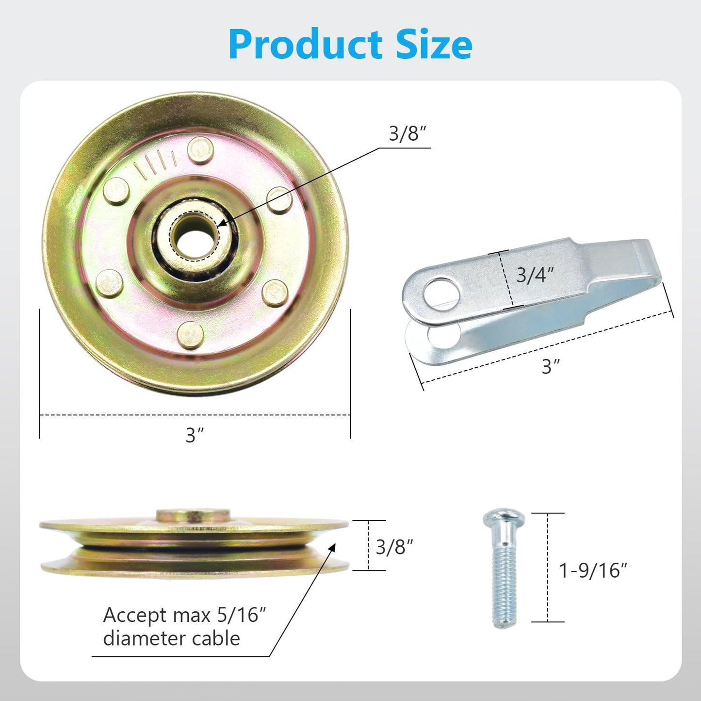 Kit poleas puerta garaje 3pulg eje 3/8 carga 200lb