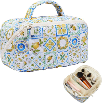 Bolsas maquillaje acolchadas grandes personalizadas Amarillo Azul