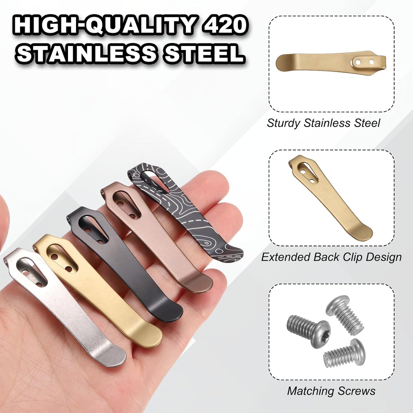 Set 2 Clips Bolsillo Acero Inox 420 Plegables Negro