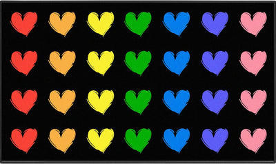 Alfombra negra aula primaria 4x6ft con corazón colorido para niños