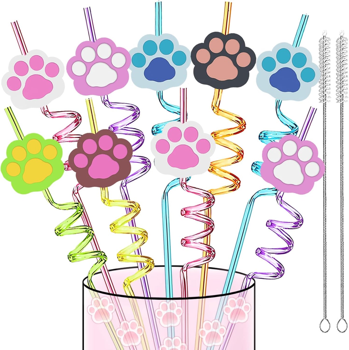 24 piezas suministros fiesta cumpleaños para mascotas con pajitas reutilizables