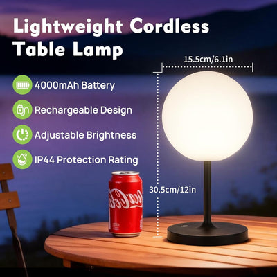 Lámpara mesa inalámbrica recargable 4000mAh luz táctil dormitorio