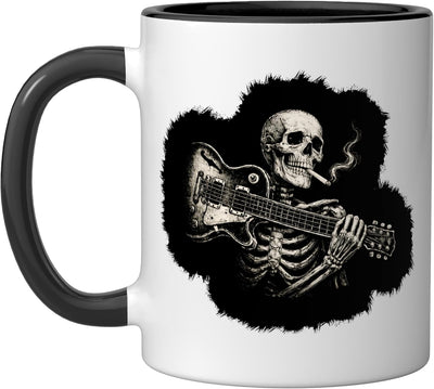 Taza de cerámica Funny Skeleton Smoking Playing Guitarra Rock n Roll