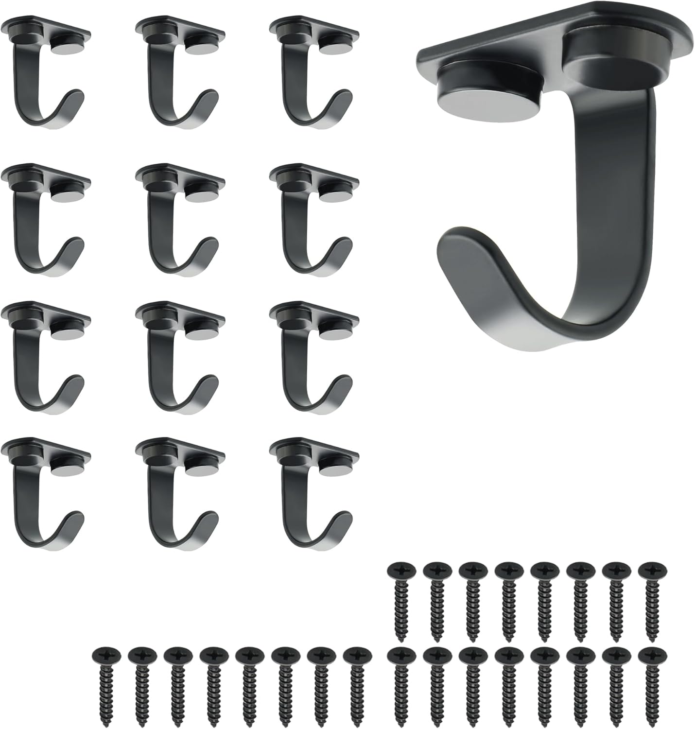 Ganchos de techo negros de acero inoxidable para toallas y ropa