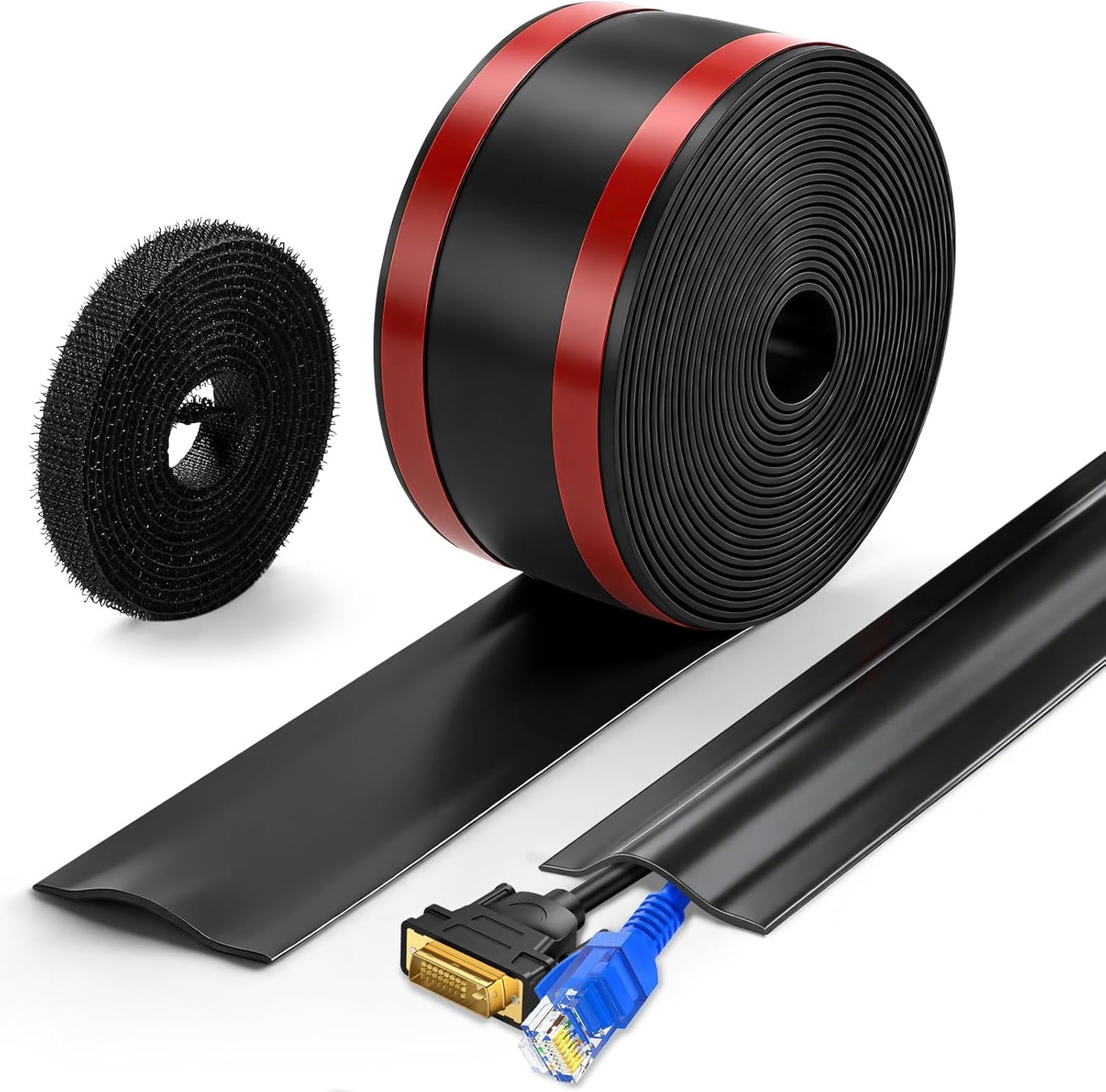 Cubierta cable suelo 16.4pies PVC protege cables autoadhesiva