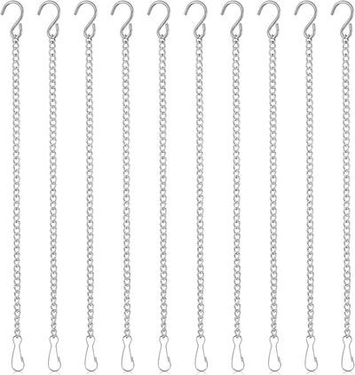 10 Cadenas Plateadas con Ganchos para Cestas 10pulg