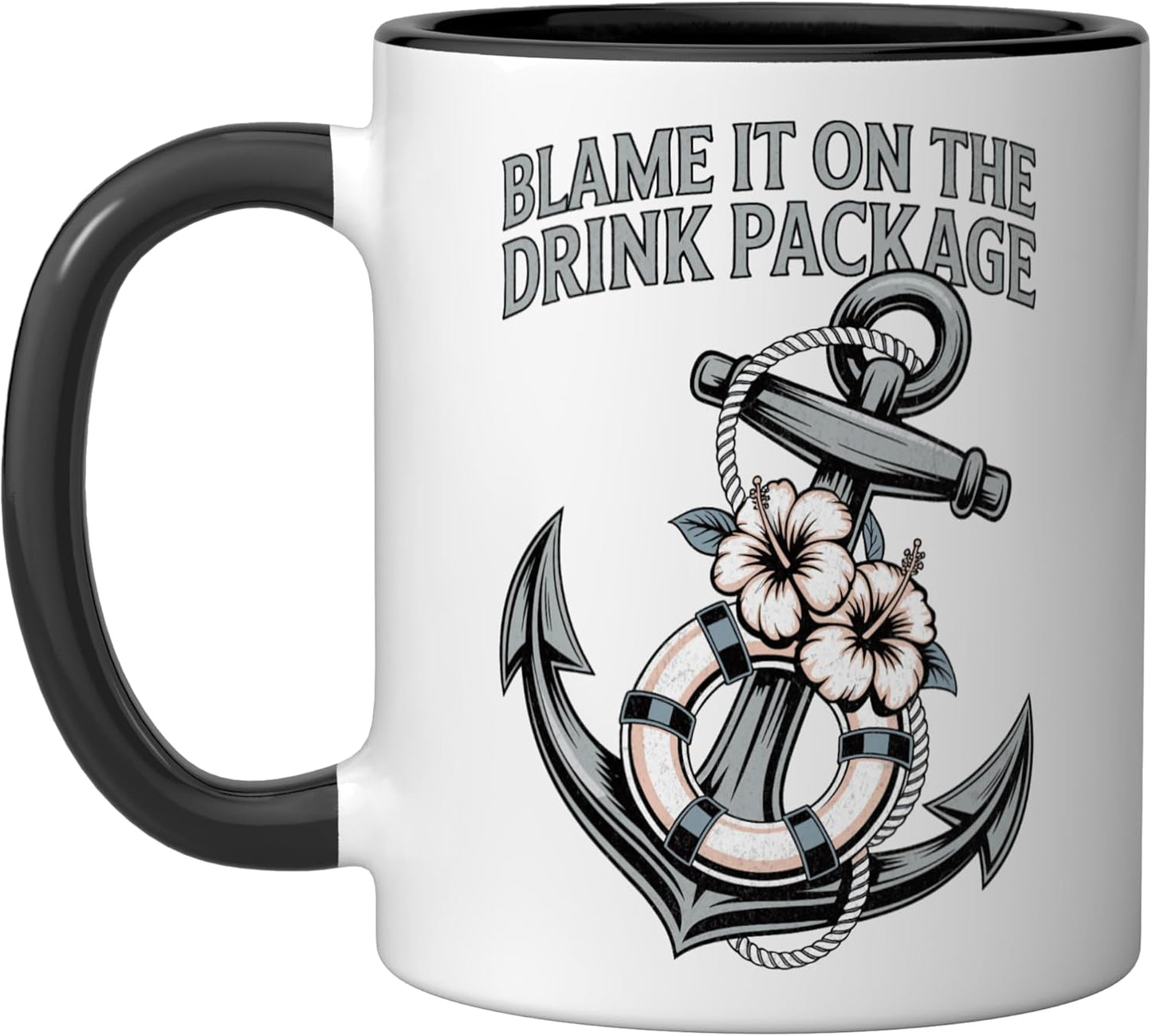 Taza cerámica retro Blame It On The Drink con ancla de crucero