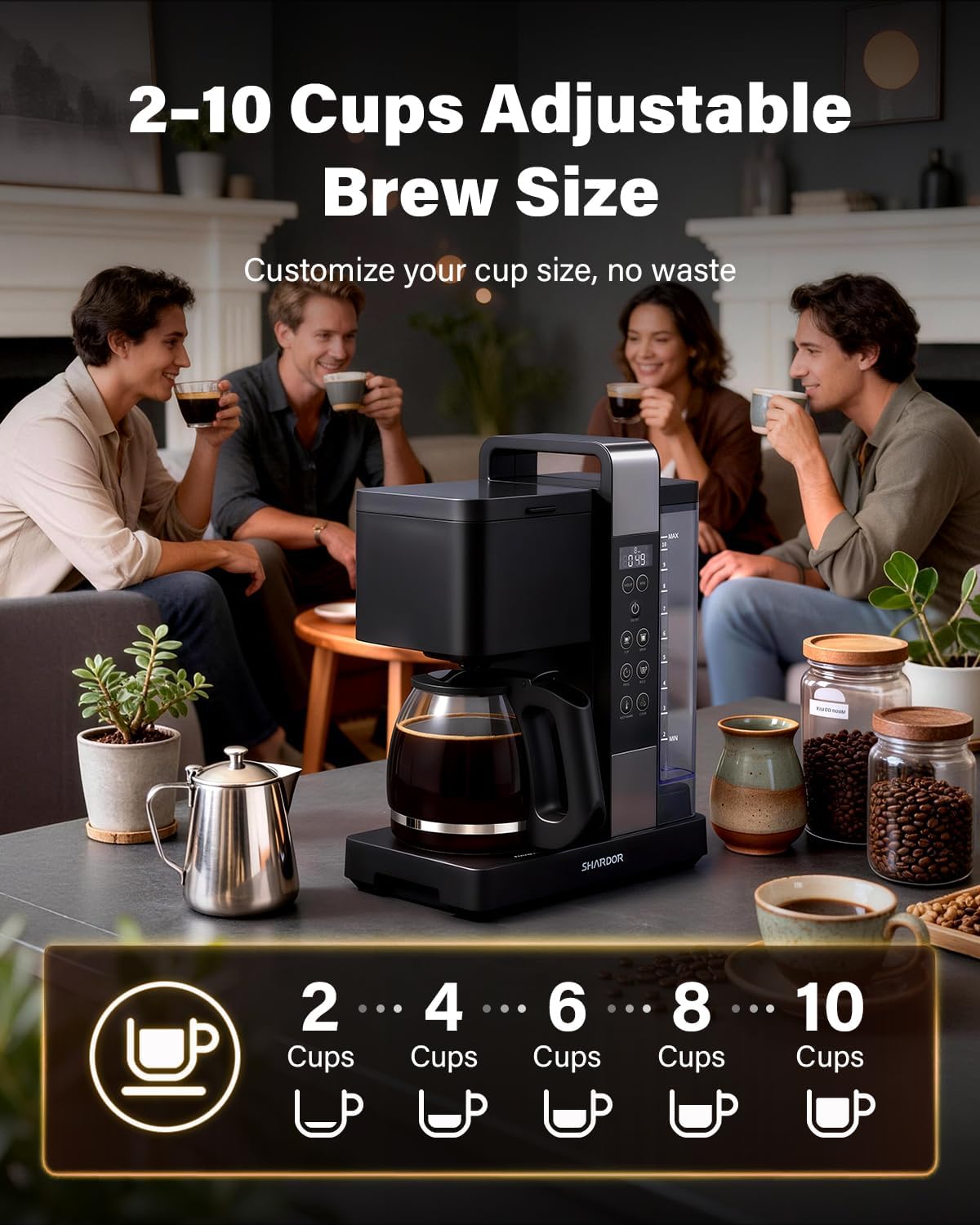 Cafetera goteo programable 10 tazas control ajustable
