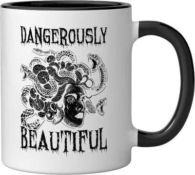 Taza de cerámica Medusa mitología griega negro y blanco