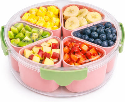 Bandeja dividida de fresa con tapa contenedor apilable para organizador de dulces frutas