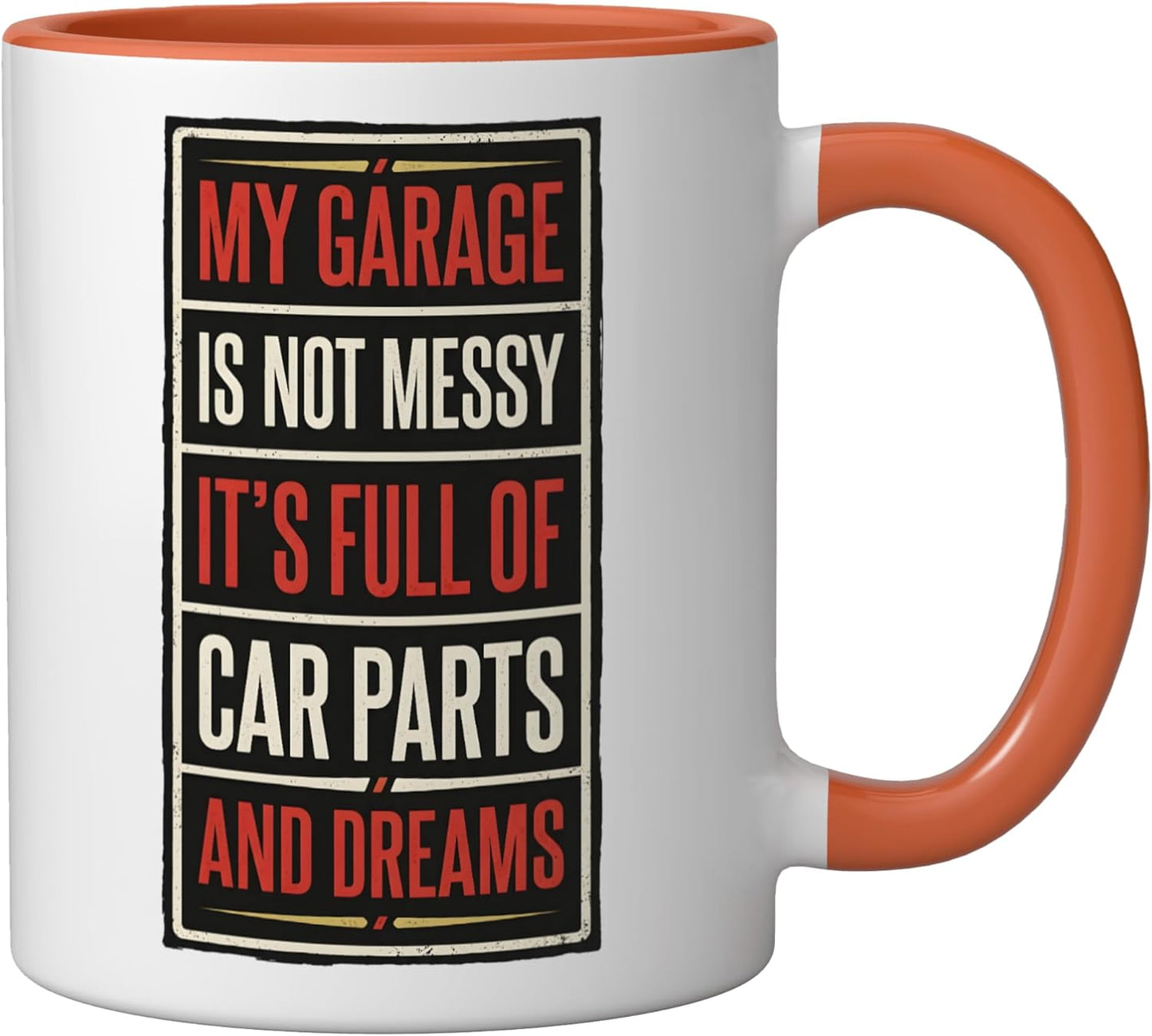 Taza Cerámica Diseño Divertido Coche Naranja/Blanco