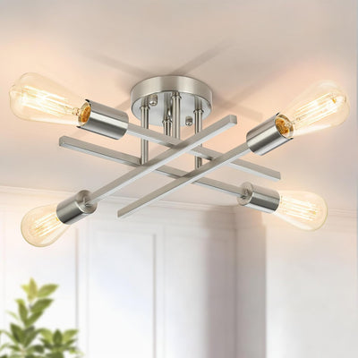 Lámpara techo níquel cepillado 4 luces estilo Sputnik cocina