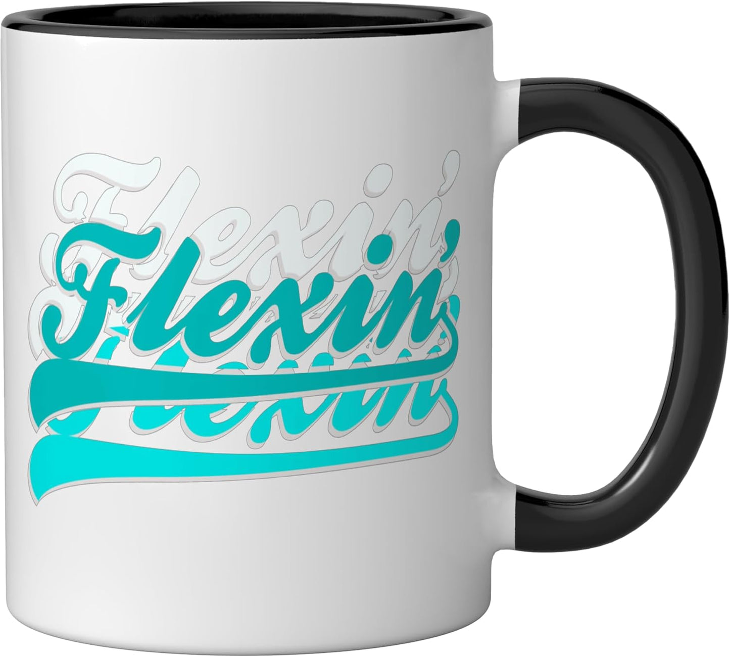 Taza Cerámica con Diseño Turquesa Negro/Blanco