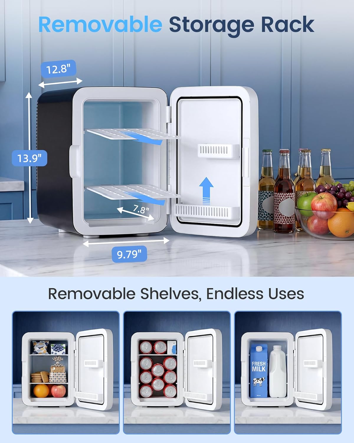 Mini refrigerador 10L portátil con adaptadores CA/CC