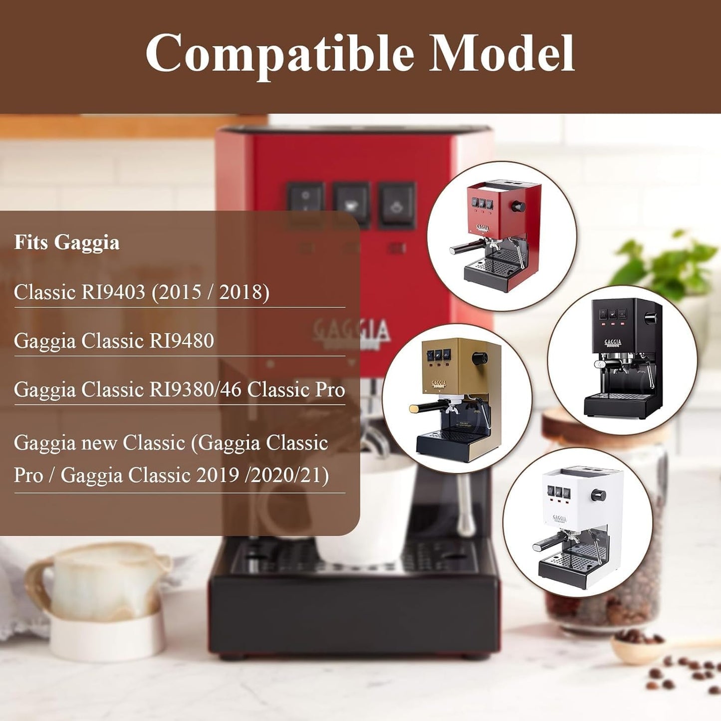 Bandeja de goteo delgada perfil bajo 6-12 bares kit modificacion resorte OPV tubo acero inoxidable compatible maquina cafe