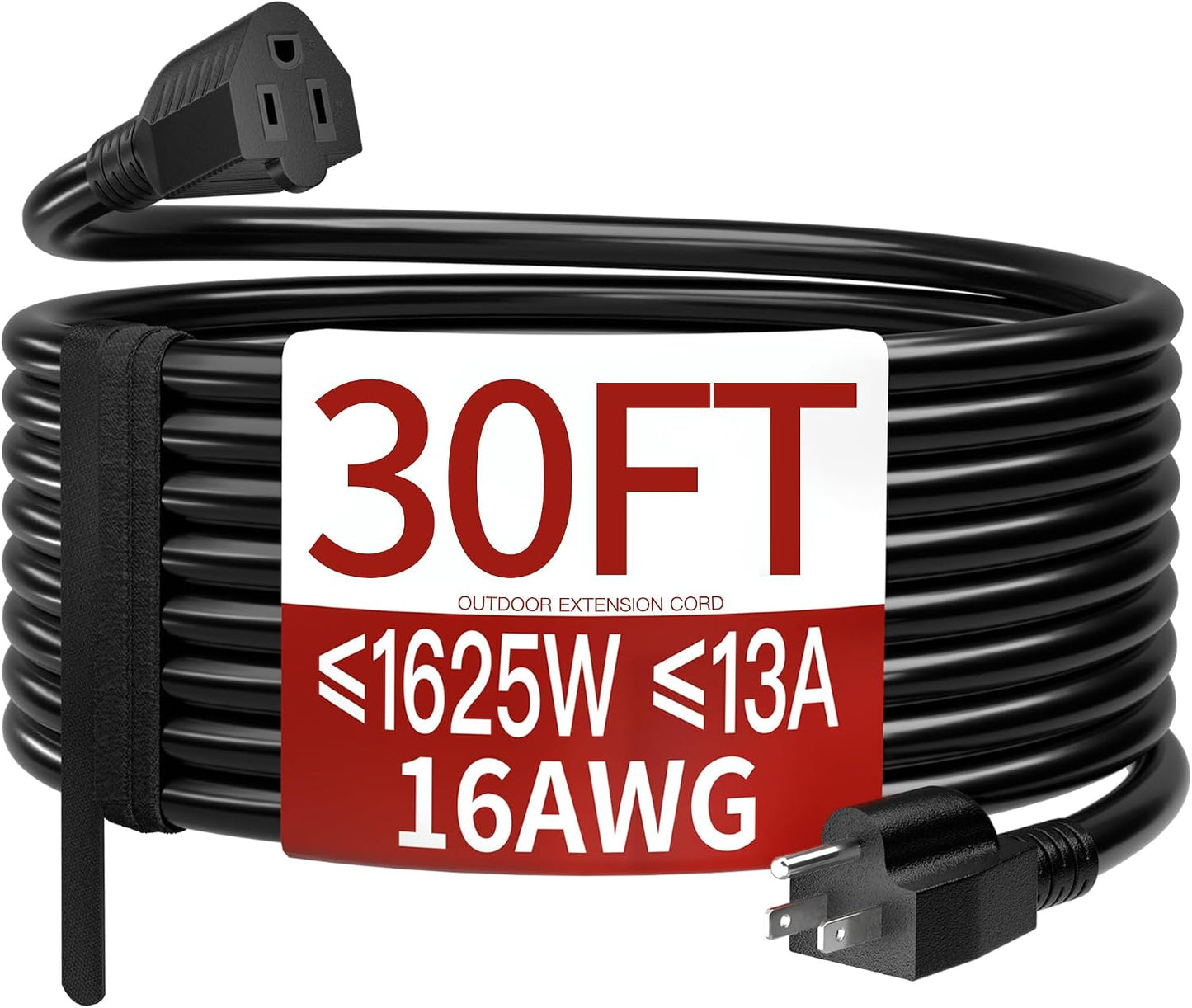 Cable extensión exterior 30pies 16AWG negro impermeable