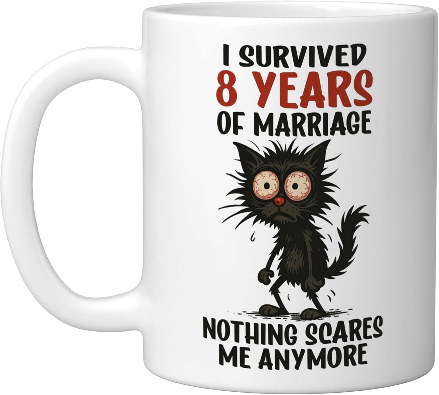 Taza cerámica para aniversario 8 años de matrimonio blanca