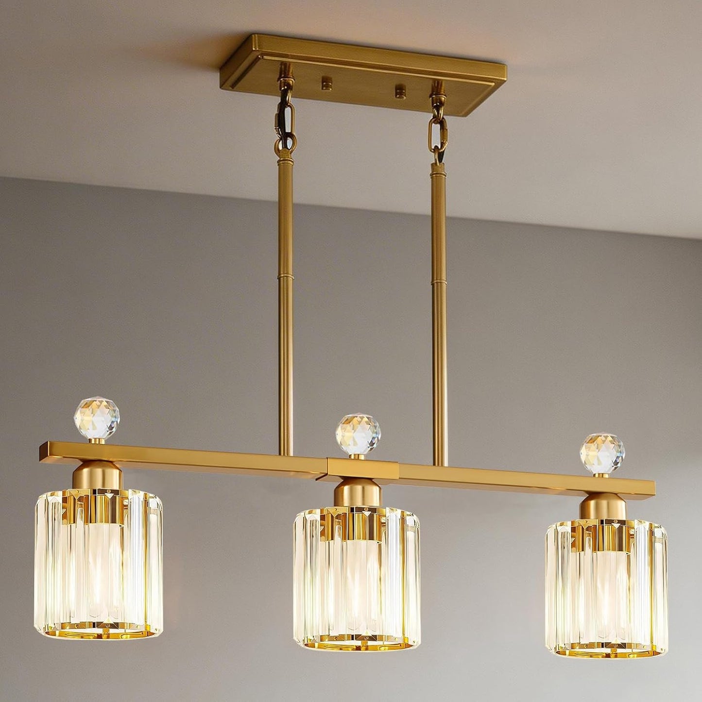 Lámpara colgante de cristal para cocina y comedor 3 luces