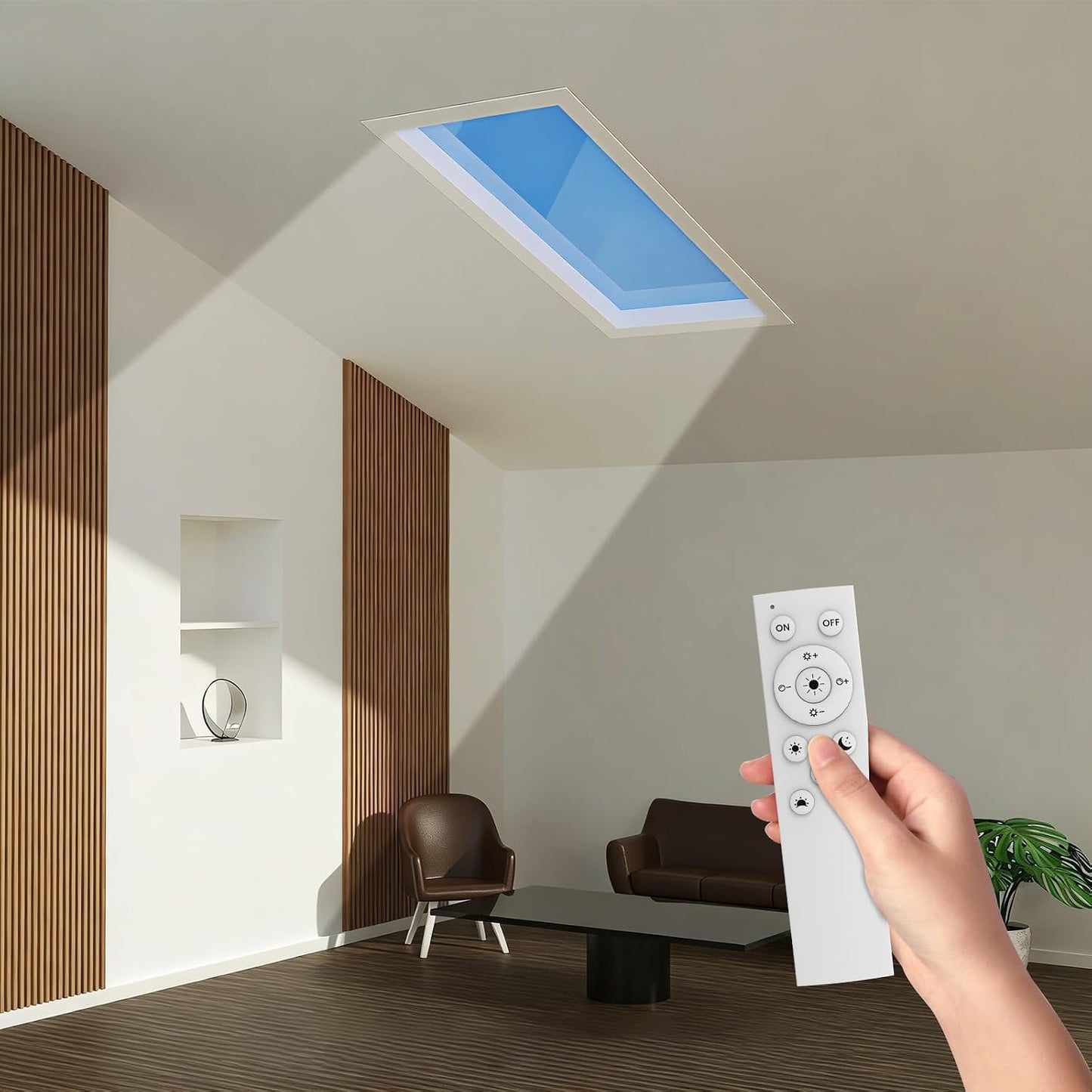 Panel luz LED cielo azul 1x2ft control remoto oficina