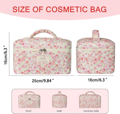 Bolsa maquillaje floral para mujer viaje