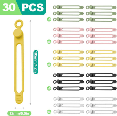 30 Bridas Silicona Organizador Cables 5 Colores
