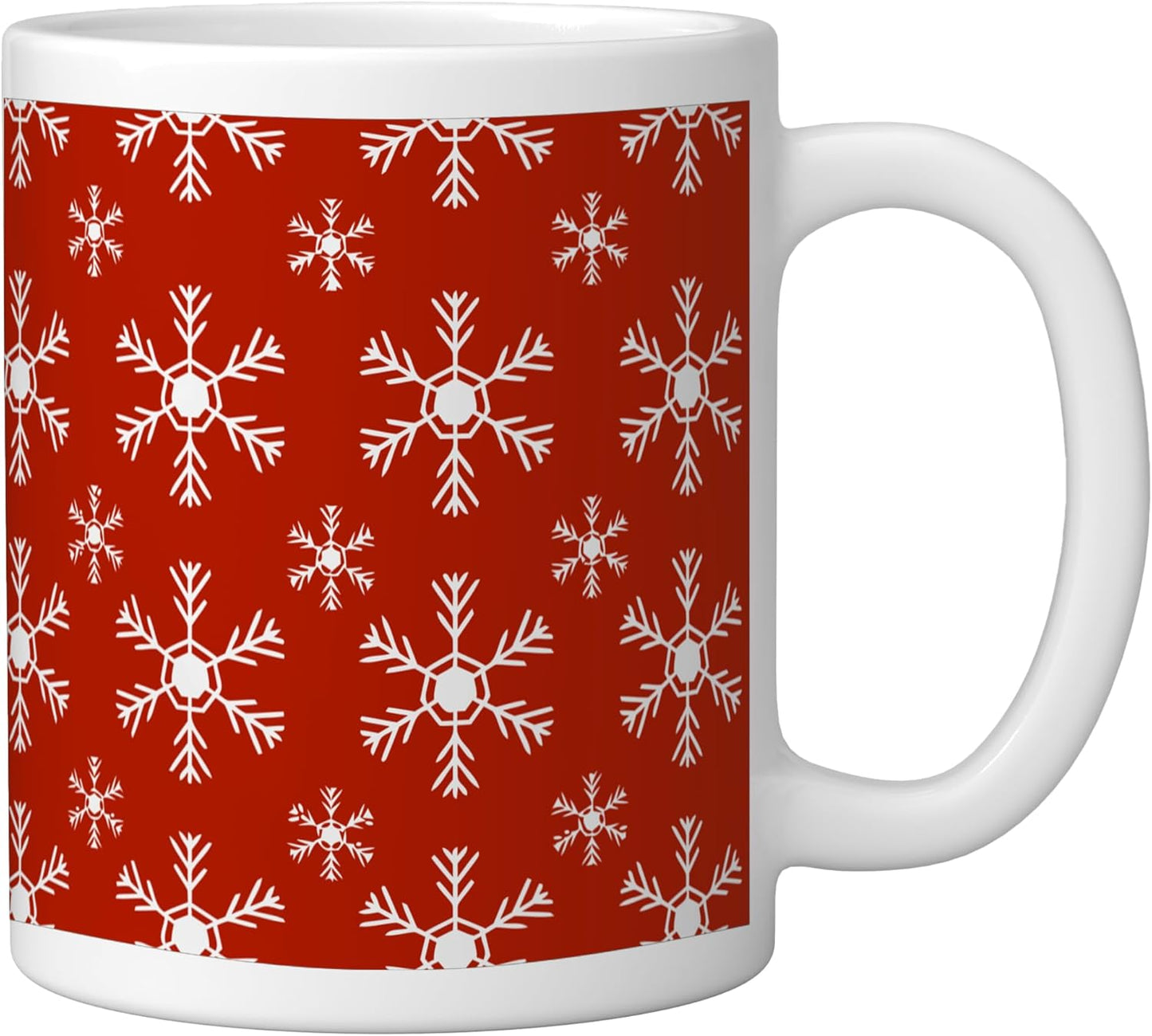 Taza Cerámica Roja Diseño Invierno Copo Nieve