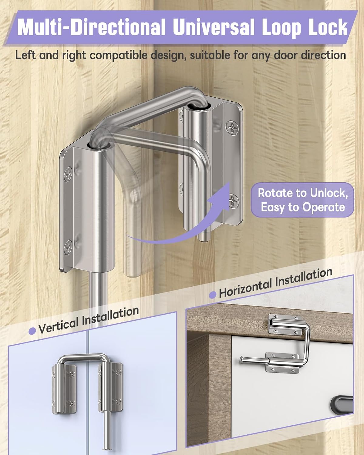 Cerradura puerta deslizante multiángulo aluminio 90/180 grados