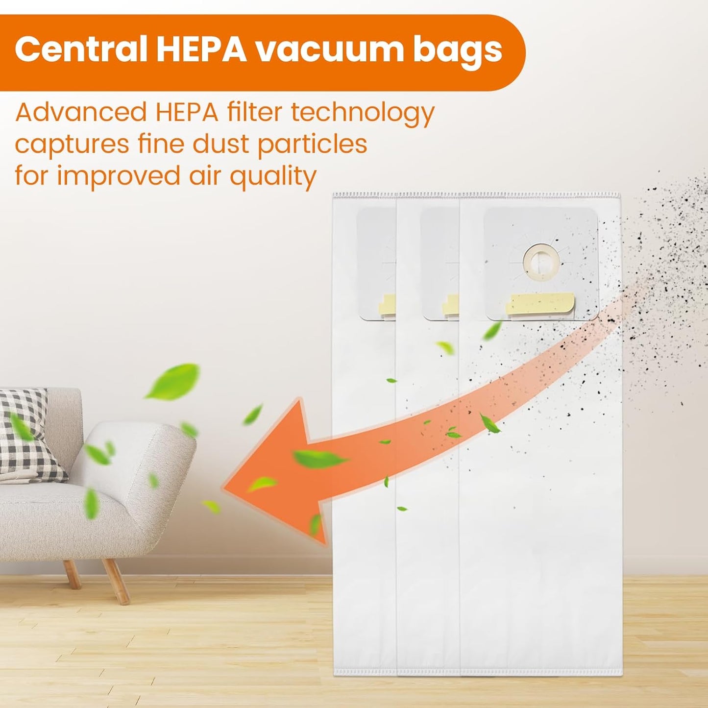 Pack 3 bolsas vacío Nutone Cental 391 filtros HEPA