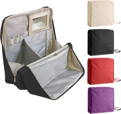 Bolsa maquillaje portátil viaje grande negro minimalista