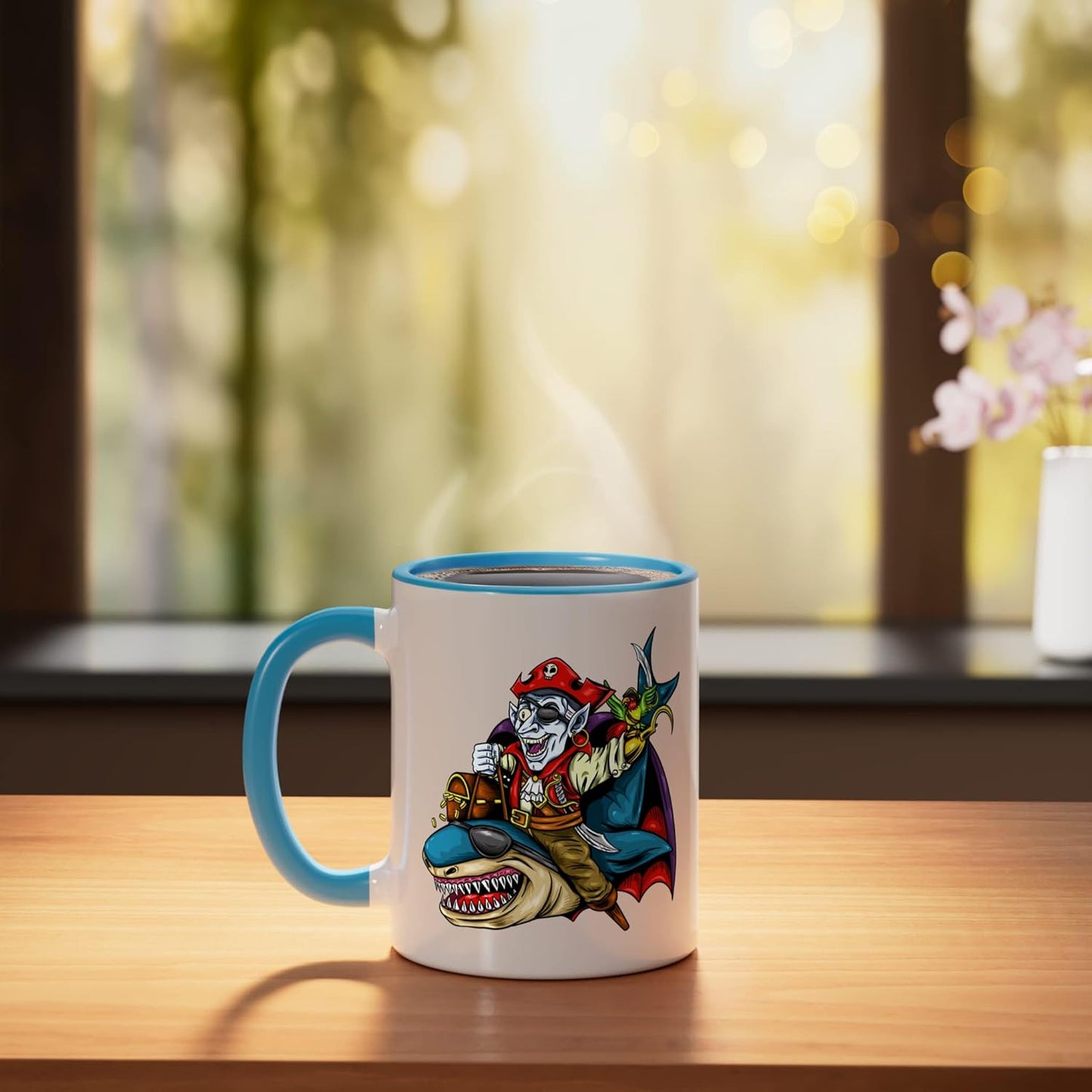 Taza Cerámica Azul/Blanco