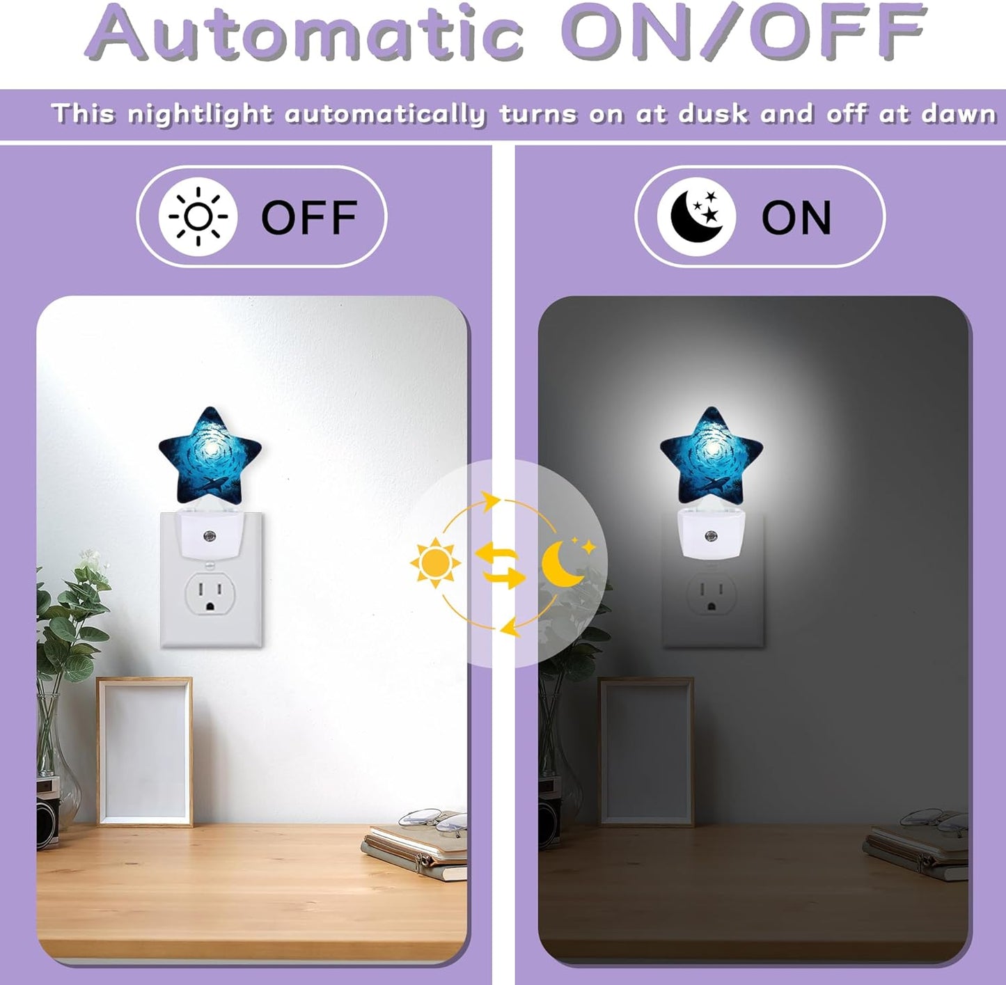 Luces nocturnas tiburones con sensor pared para niños
