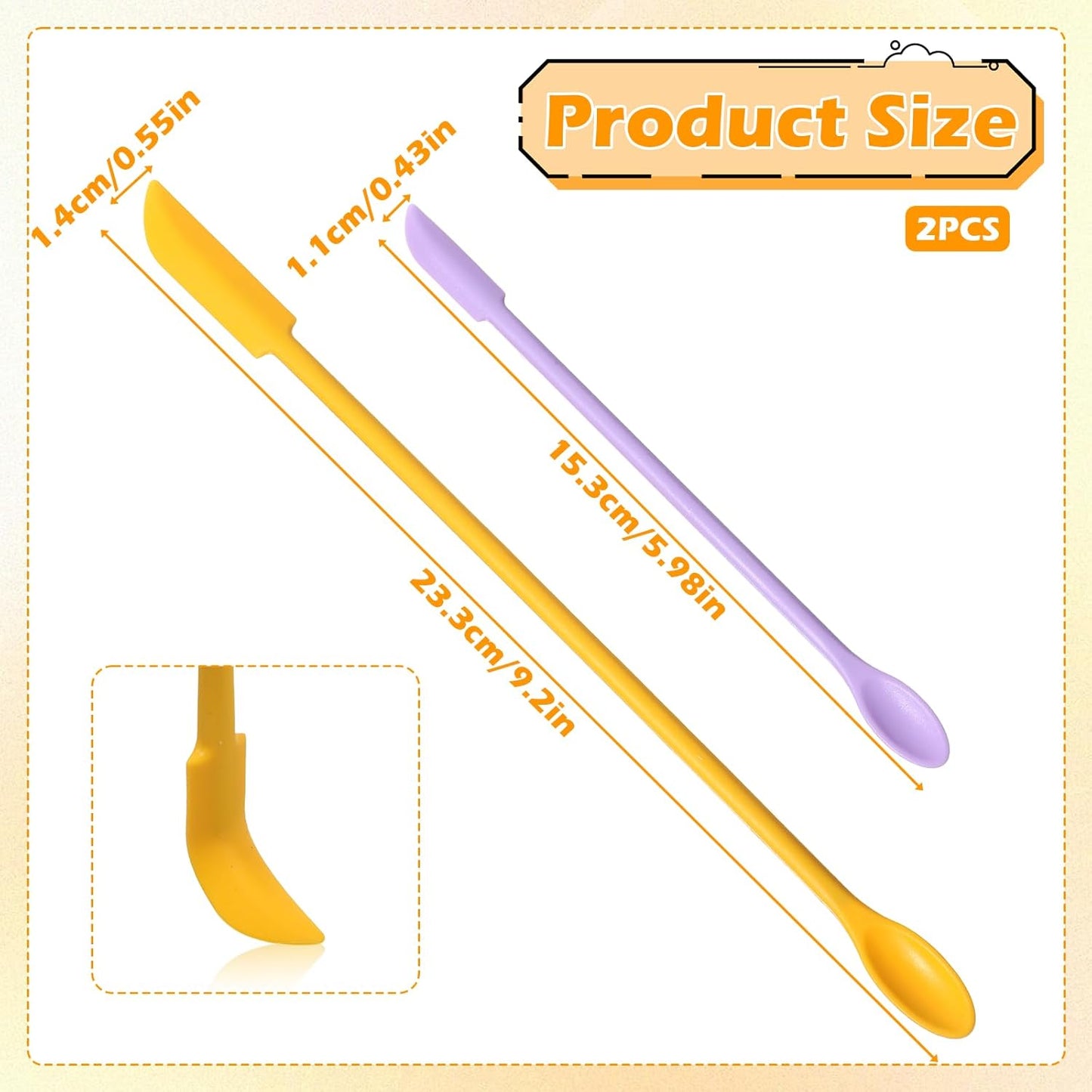 Juego de 2 espátulas pequeñas de silicona reutilizables para maquillaje