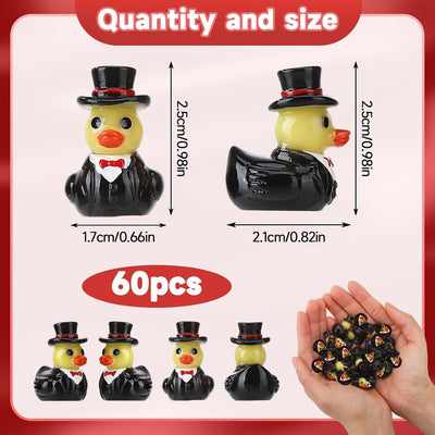 60 figuras pato caballero resina sombrero negro decoración