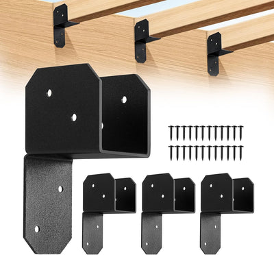 Set 4 soportes amarre acero carbono recubierto negro para pérgola