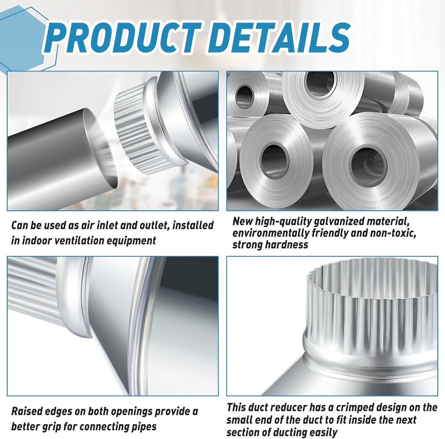 Adaptador conducto acero galvanizado 6x3pulg