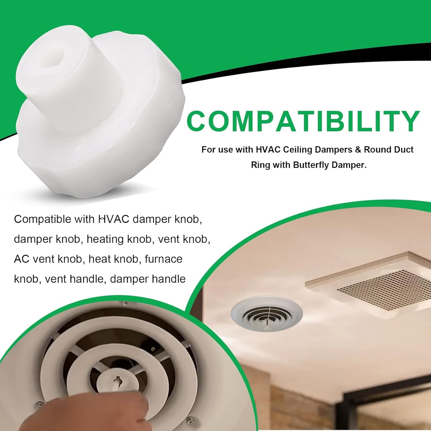 Pomo amortiguador manual HVAC para eje 0.25pulg