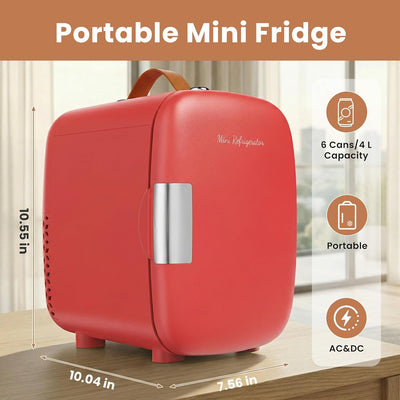 Nevera portátil para dormitorio, oficina y coche de 4.23QT con mango, ultra silenciosa y ahorradora de energía