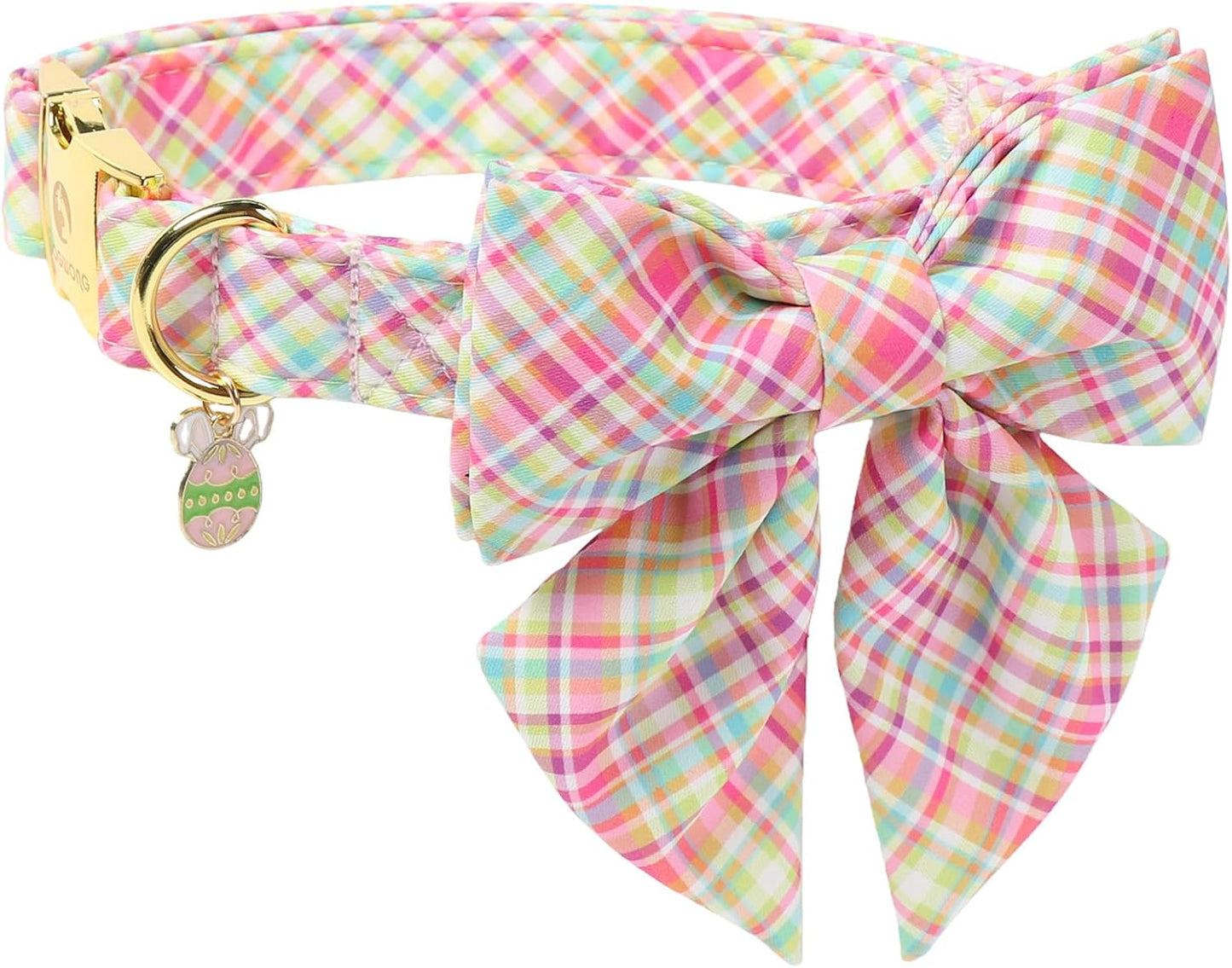 Collar perro lazo marinero cuadros coloridos ajustable S